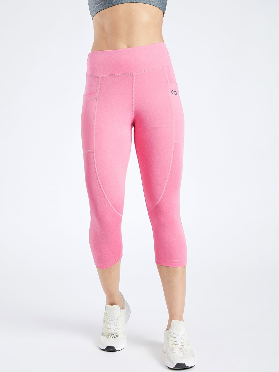 Maxtreme Power Me Pink Marl Pocket Women's Capri Leggings