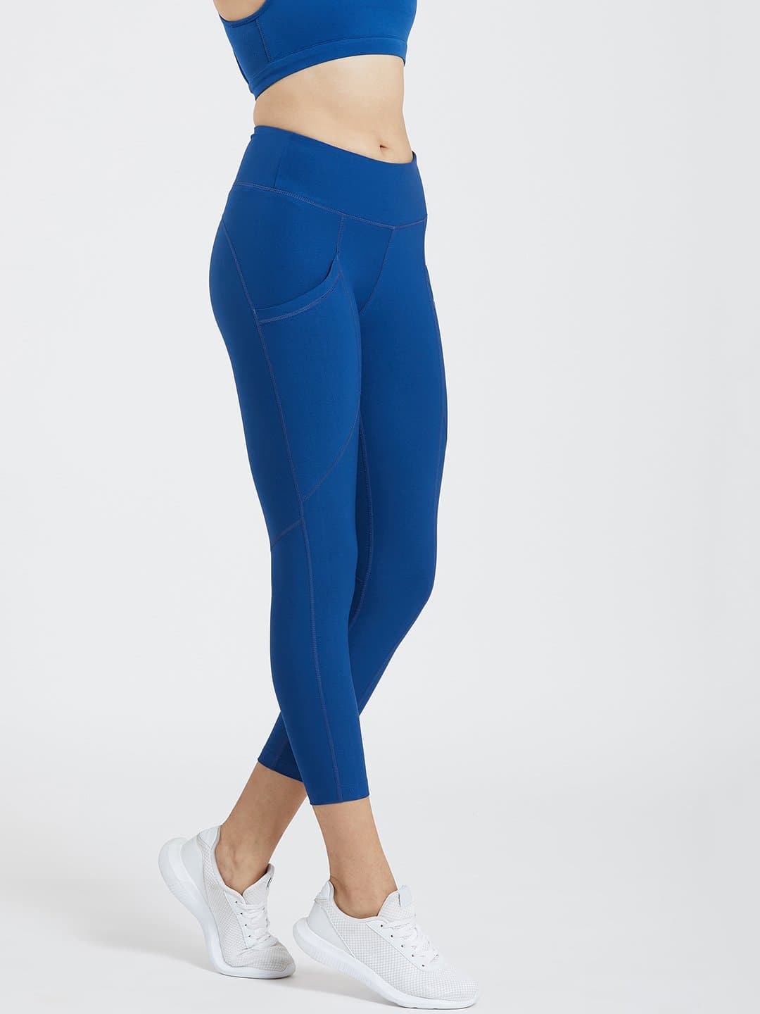 Creeluxe Fierce Denim Blue Ankle Length Pocket Leggings