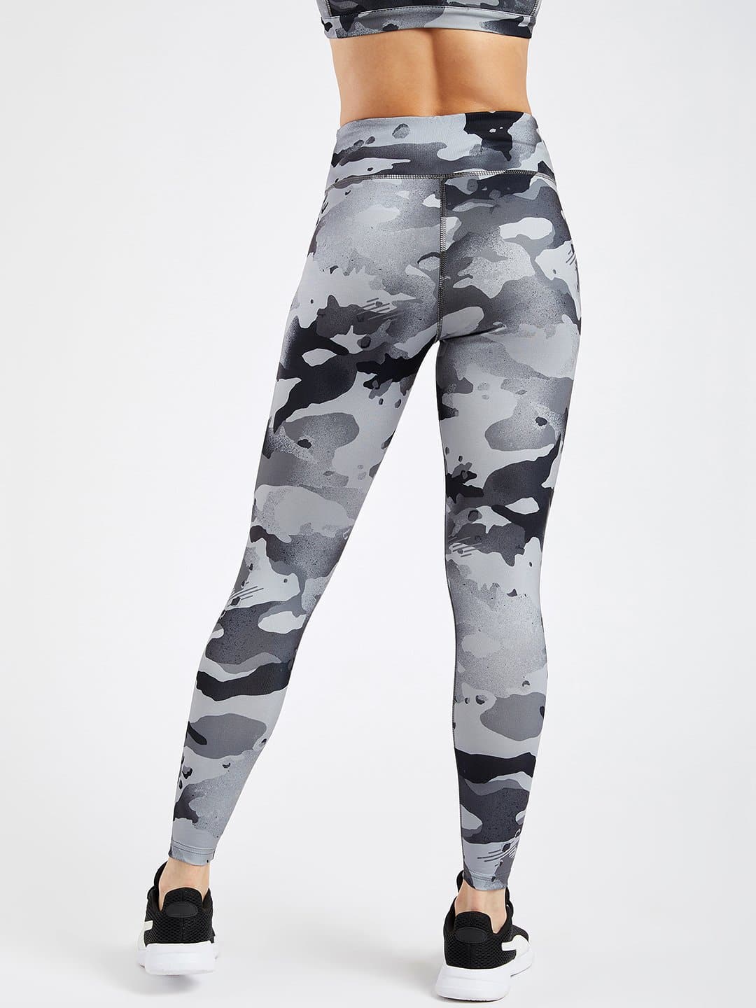 Essential Camo Printed Dark Grey Full Length Leggings