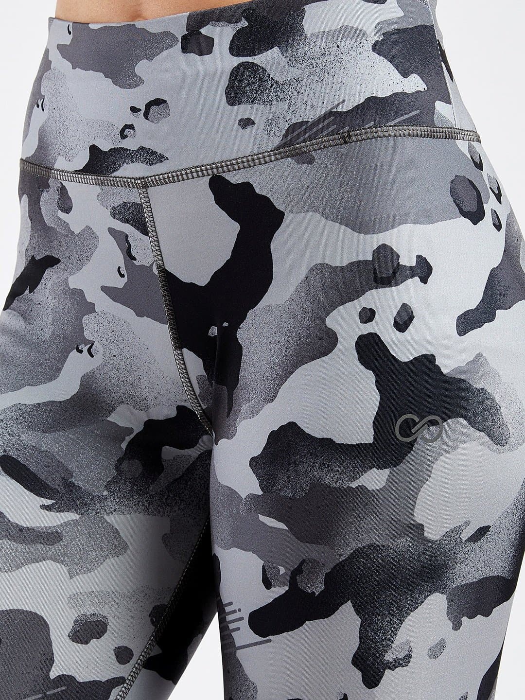 Essential Camo Printed Dark Grey Full Length Leggings