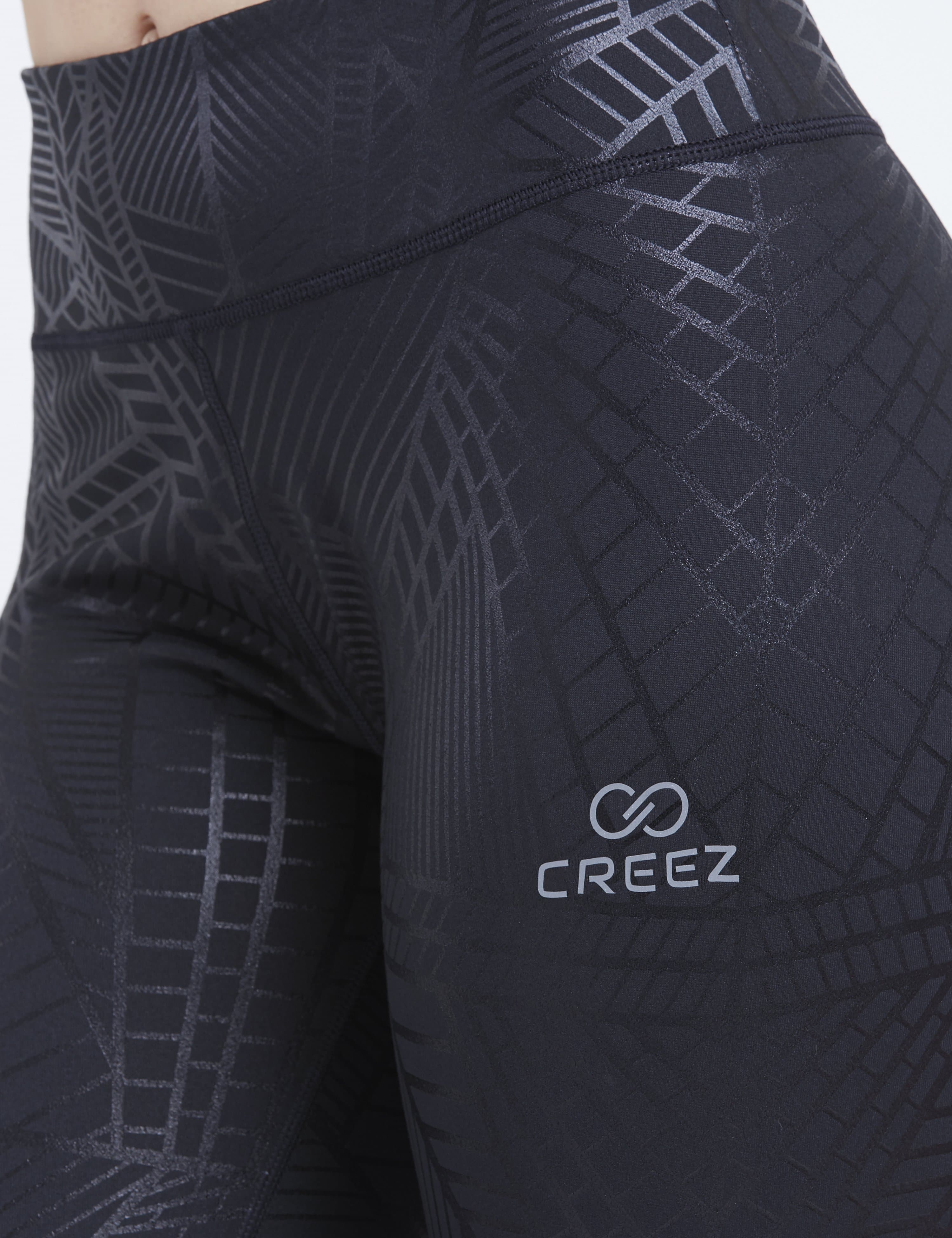 Creeluxe Spider Web Black Foil Printed Full Length Leggings