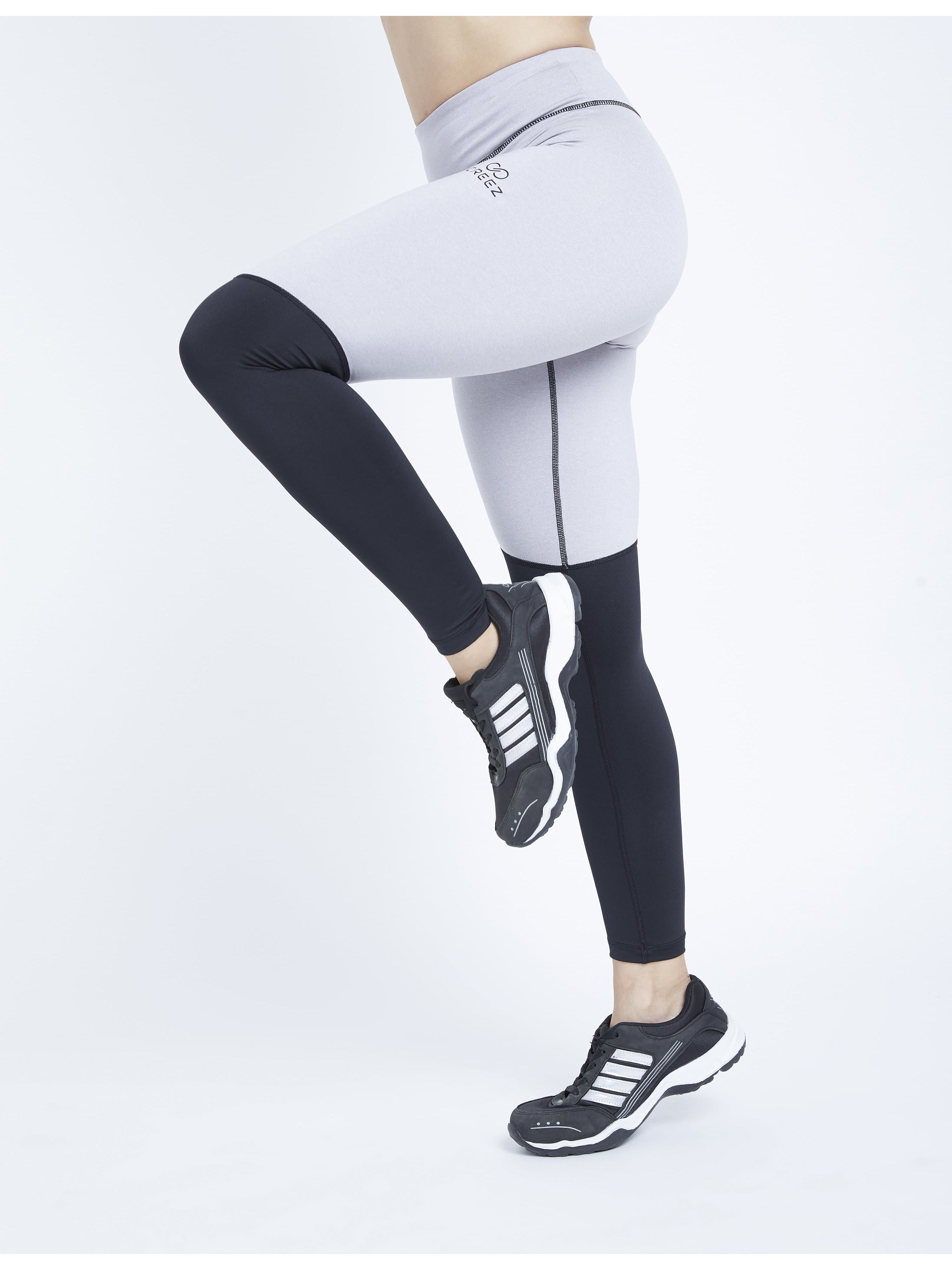 Essential Color Block Grey Black Full Length Leggings